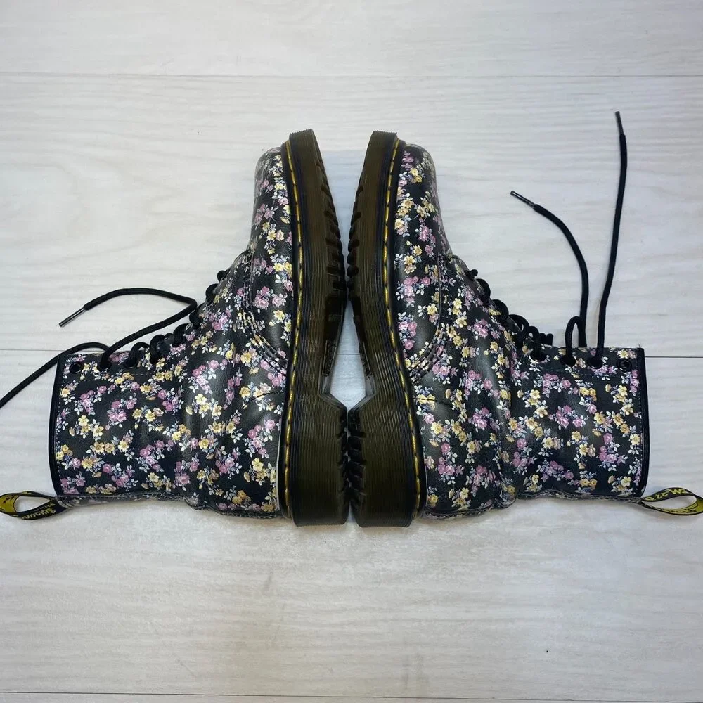 Dr. Martens 1460 Tydee Leather Combat Boots Womens Size 6 Ditsy‎ Floral 8 Eyelet